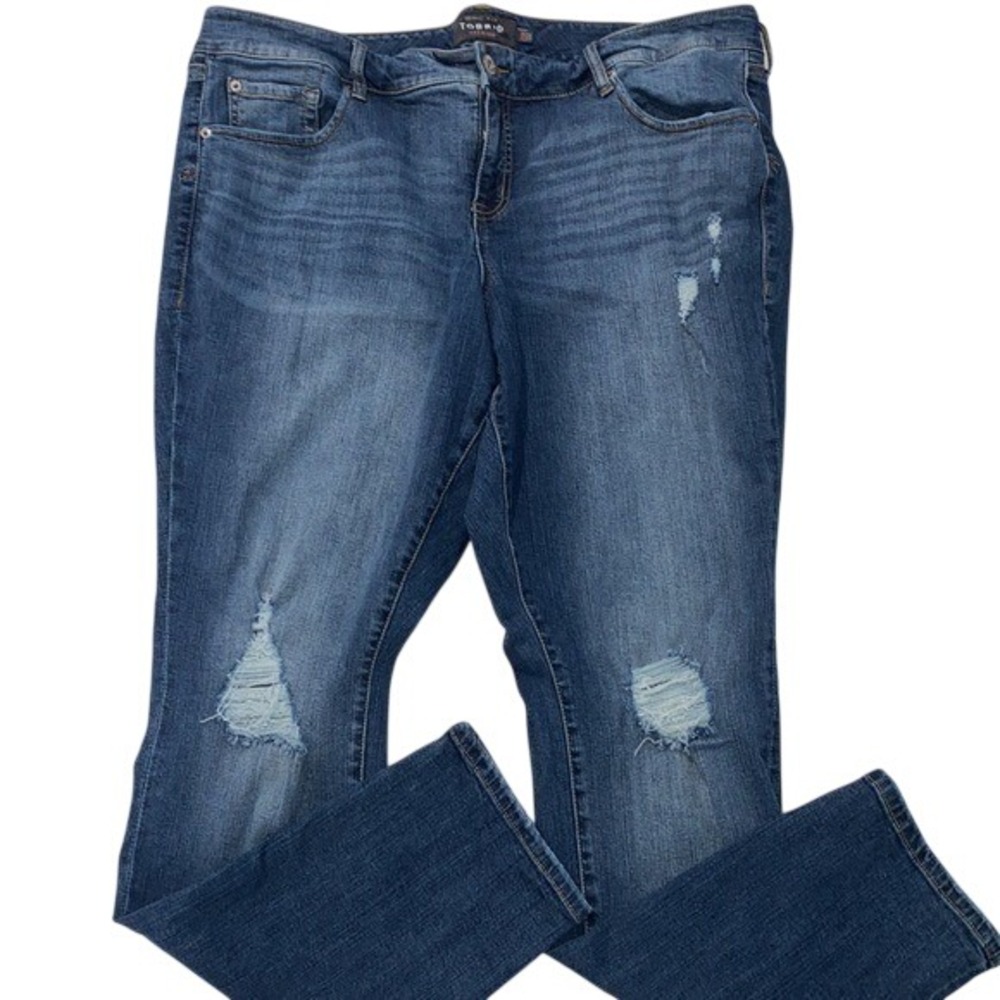 Torrid Premium Straight Leg Distressed Jeans Dark‎ Wash